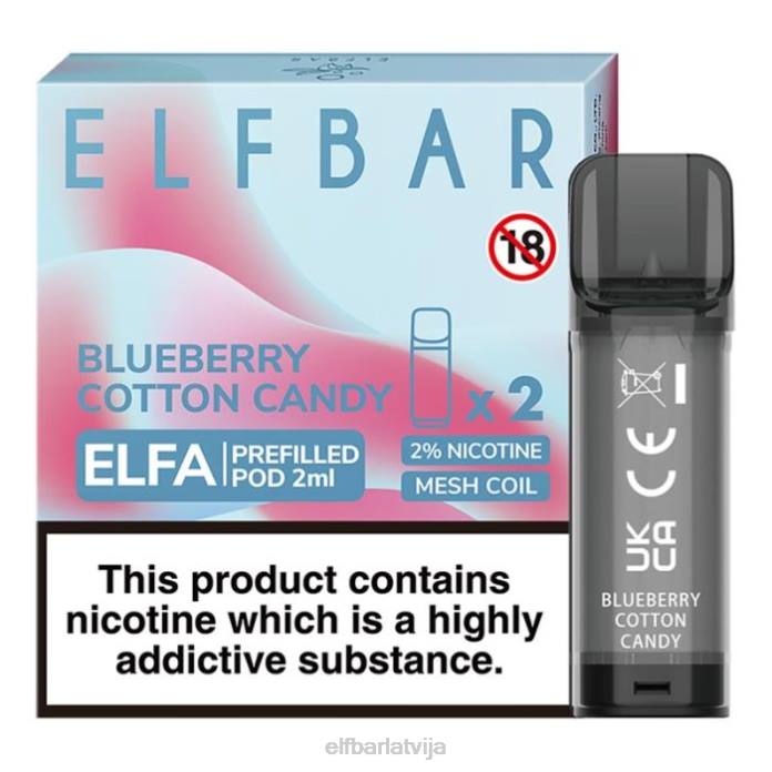 elfbar elfa pildīta pāksts - 2 ml - 20 mg (2 iepakojumi) 8L4F106 melleņu