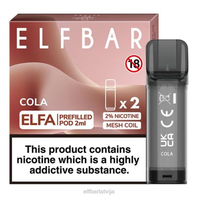 elfbar elfa pildīta pāksts - 2 ml - 20 mg (2 iepakojumi) 8L4F109 kola