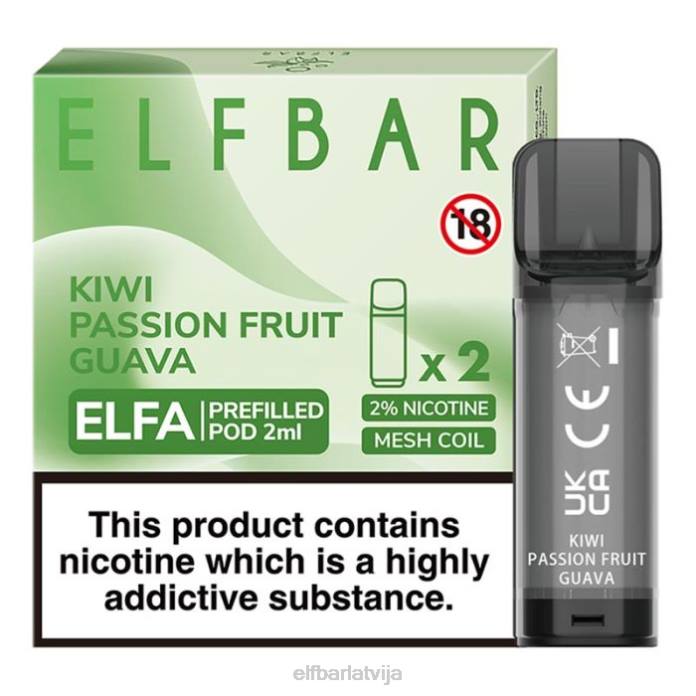 elfbar elfa pildīta pāksts - 2 ml - 20 mg (2 iepakojumi) 8L4F117 kivi marakujas gvajava