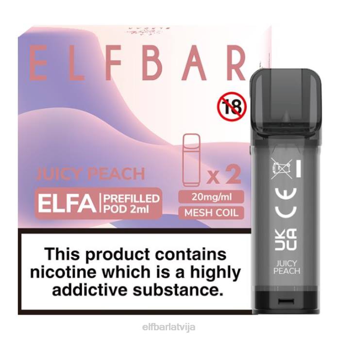 elfbar elfa pildīta pāksts - 2 ml - 20 mg (2 iepakojumi) 8L4F125 sulīgs persiks
