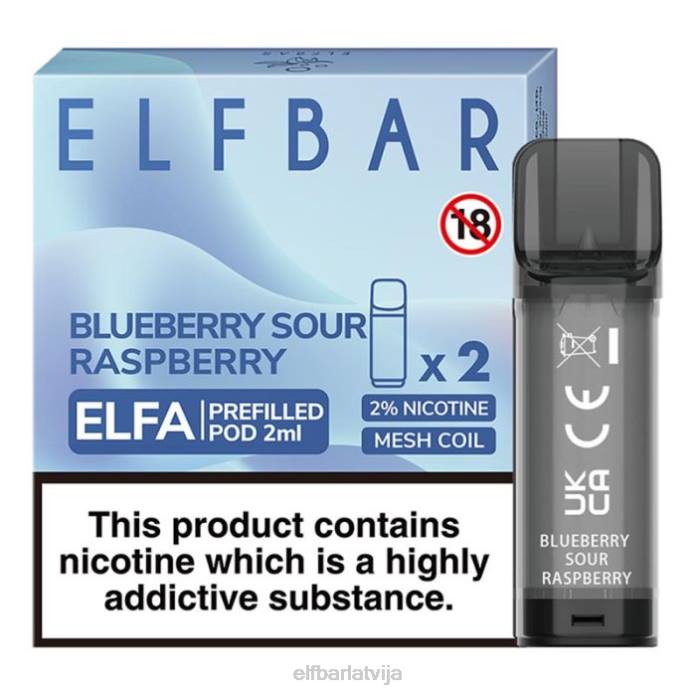 elfbar elfa pildīta pāksts - 2 ml - 20 mg (2 iepakojumi) 8L4F130 zemeņu vīnogas