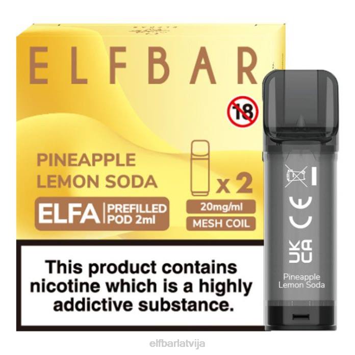 elfbar elfa pildīta pāksts - 2 ml - 20 mg (2 iepakojumi) 8L4F134 ananāsu citrona soda