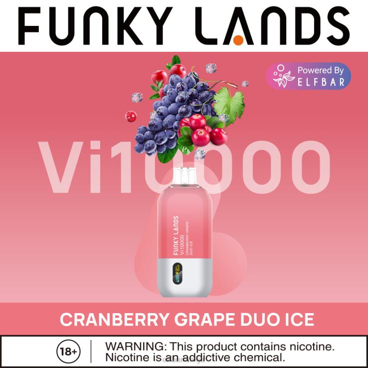 ELFBAR funky lands labākās garšas vienreizējās lietošanas vape vi10000 ledus sērija B2NP156 dzērveņu vīnogu duets ledus