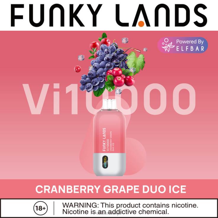 ELFBAR funky lands vienreizējās lietošanas vape vi10000 puffs B2NP165 dzērveņu vīnogu duets ledus